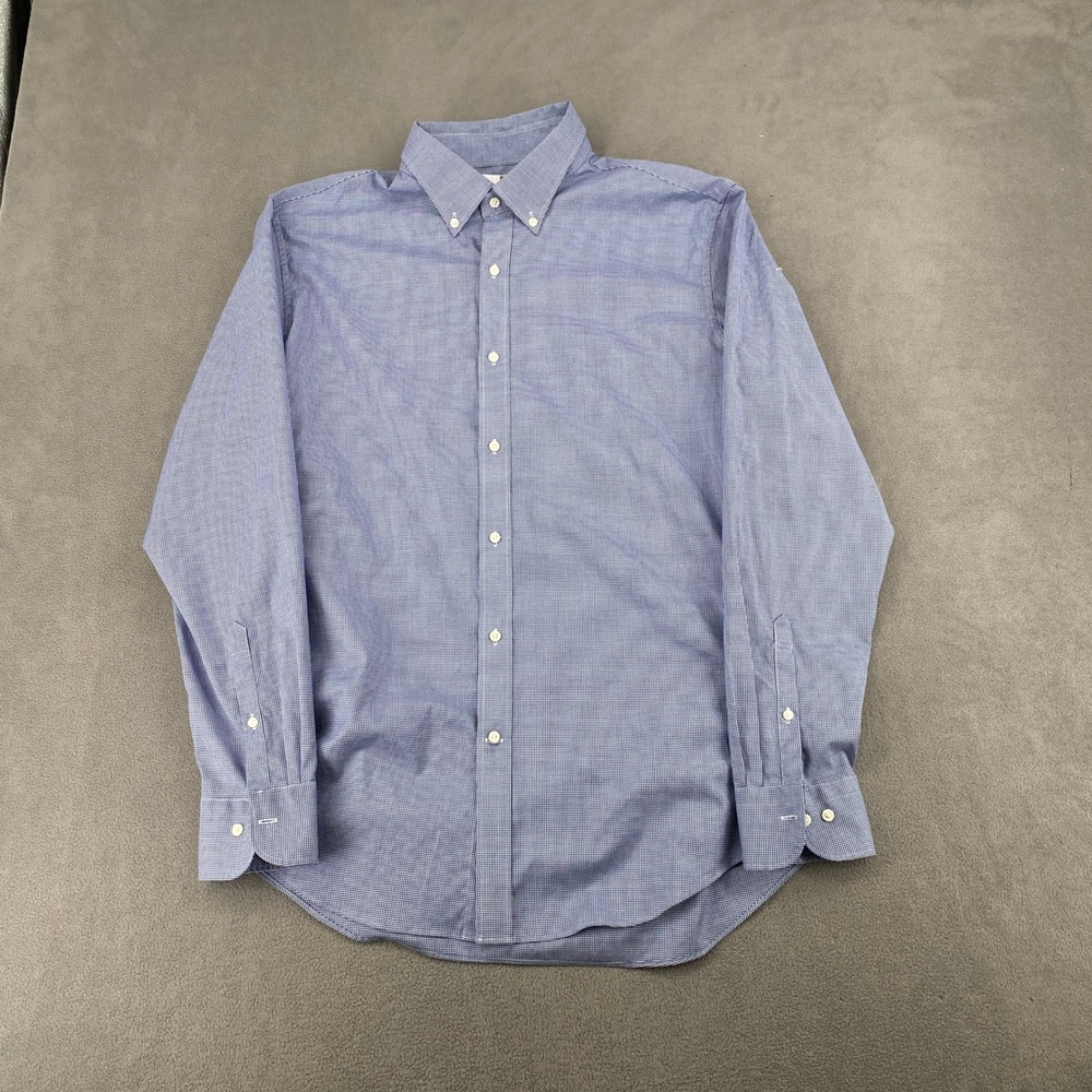 Uniqlo Slim Fit Mens Large Blue Gingham Button Down Long Sleeve Shirt 6794